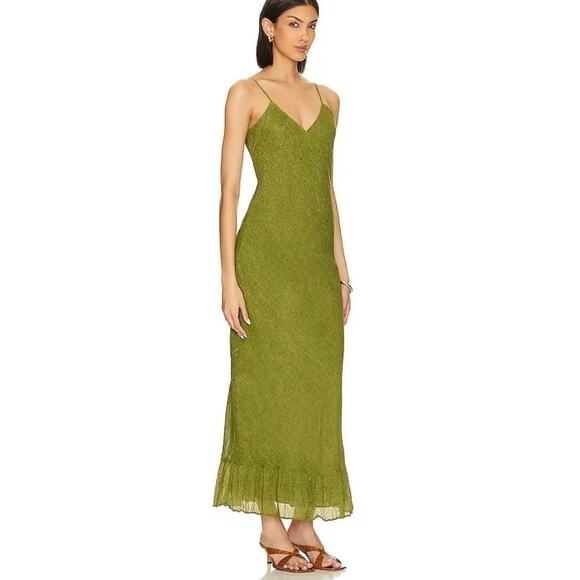 NWT Mes Desmoiselles Nuval Green Cotton Maxi Dress Size 38/US 6 - Picture 6 of 16